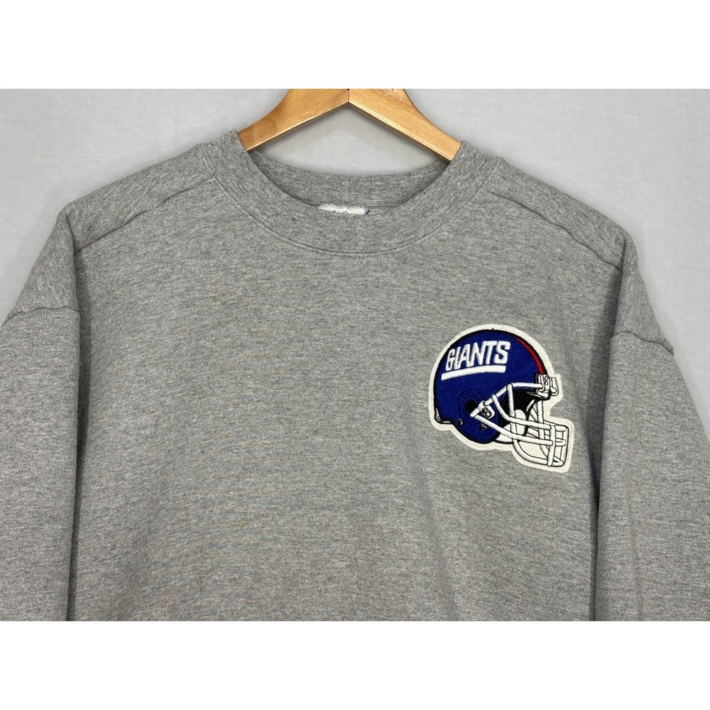 New York Giants Majestic NFL Sweatshirt Mens Heather Gray CrewNeck Vintage Patch